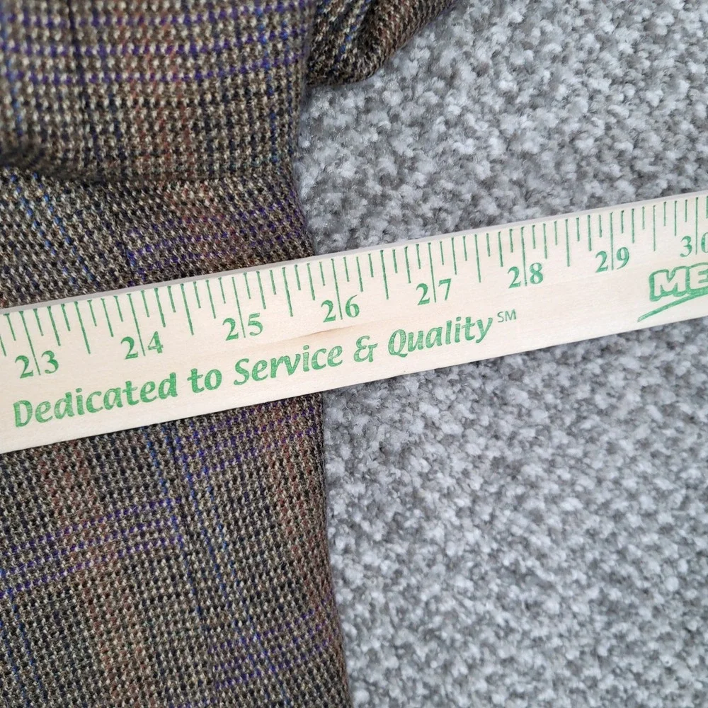 Cremieux Mens 52L Brown Plaid 100% Wool 2 Button Blazer Sport Coat Made Canada